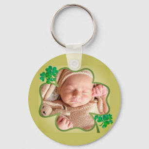 Porte-clés Photo personnalisée Shamrock 4Leaf de St. Patrick