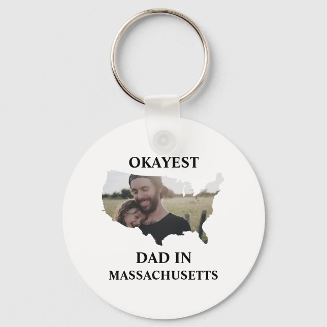 Porte-clés Photo personnalisée USA Okayest papa Fête des père (Recto)
