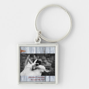 Porte-clés Photo personnelle de Key Chain White Wash Wood Bar