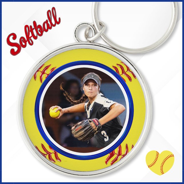 Porte-clés PHOTO, Softball Senior Day, Idées cadeaux, Softbal (Personalized softball keychains with Photo. Softball senior night gifts. Softball senior day gifts.)