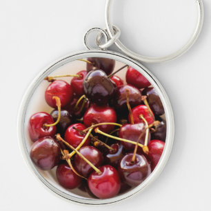 Porte-clés Photographie de Cerises Rouges Fraîches dans un Bo