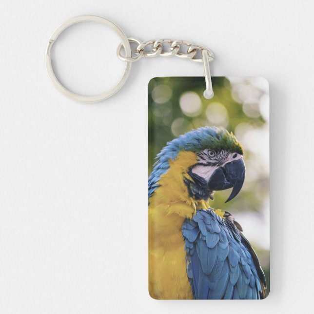 Porte-clés Photographie de portrait de profil de perroquet (Devant)