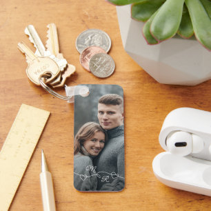 Porte-clés Photographie personnalisée et cœurs d'amour