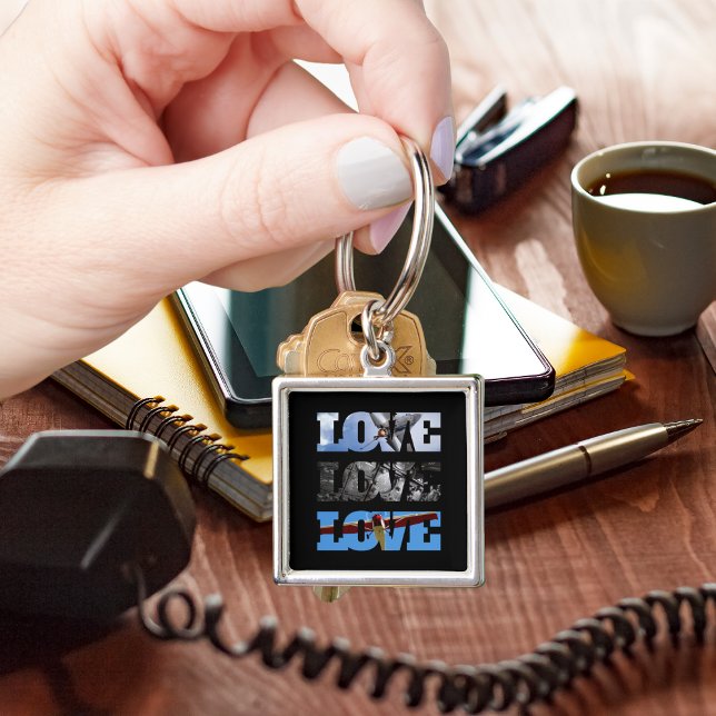 Porte-clés Photos d'avion dans le cadre AMOUR, Anniversaire d (Créateur téléchargé)