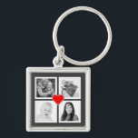 Porte-clés Photos Instagram de quatre familles ou couple avec<br><div class="desc">Emportez les gens que vous aimez le plus autour de vous tous les jours avec ce porte - clé de montage photo instagram rapide et facile. Téléchargez quatre de vos clichés préférés ou photos de couple mignonnes et ils seront encadrés agréablement à l'intérieur d'épaisses formes de carré blanc. Choisissez votre...</div>