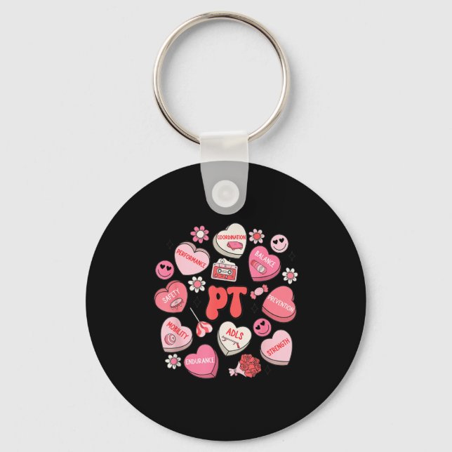 Porte-clés Physical Therapy Groovy Valentine's Day Heart Cand (Recto)