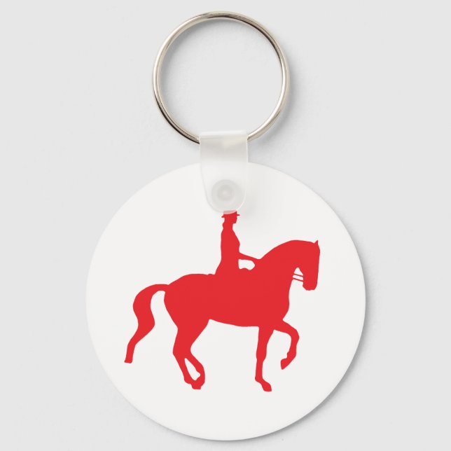 Porte-clés Piaffe Dressage Horse et Rider (rouge) (Recto)