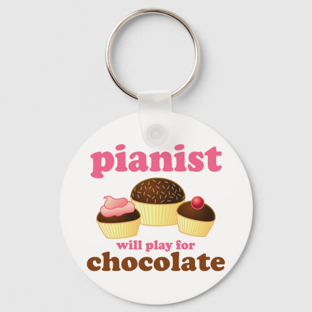 Porte-clés Pianist Will Play for Chocolate (Recto)