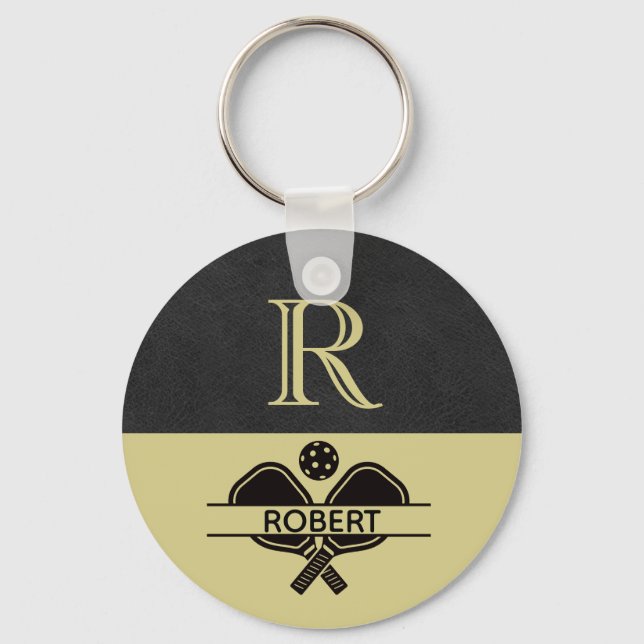 Porte-clés Pickball Guy Personnalisé Monogramme Nom initial (Recto)