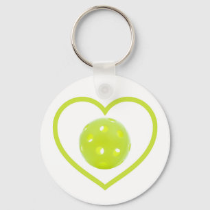 Porte-clés pickleball amour boule de cornichon jaune