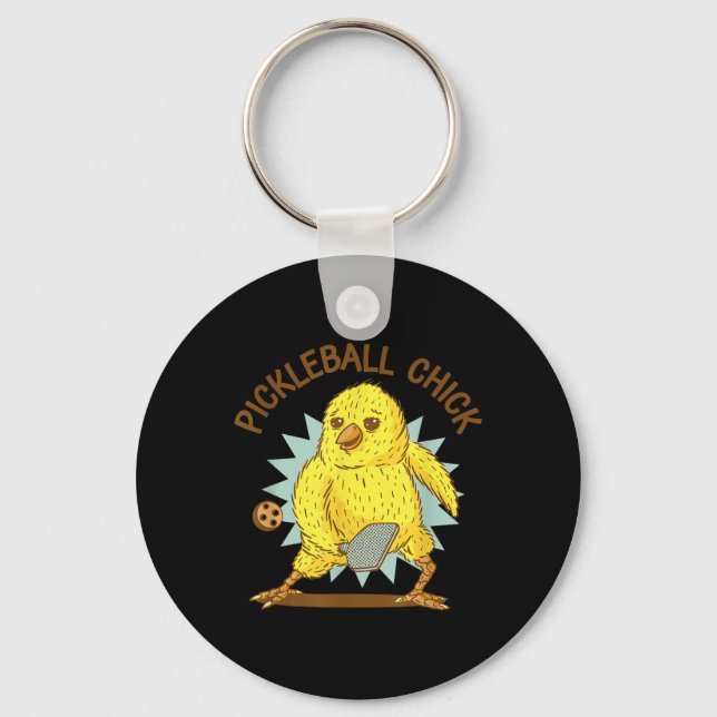 Porte-clés Pickleball Chick Drôle Citation Poulet Avec Paddle (Recto)
