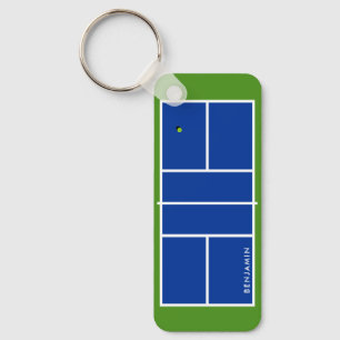 Porte-clés Pickleball Court Nom personnalisé Vert & Bleu