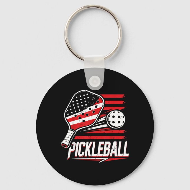 Porte-clés Pickleball féminin 4 juillet Drapeau américain (Recto)