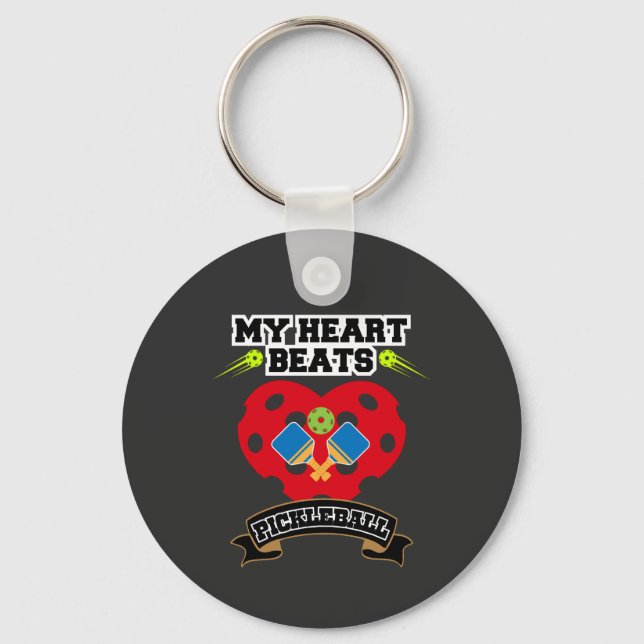 Porte-clés Pickleball Heart Paddle Ball Passion Sport Love (Recto)