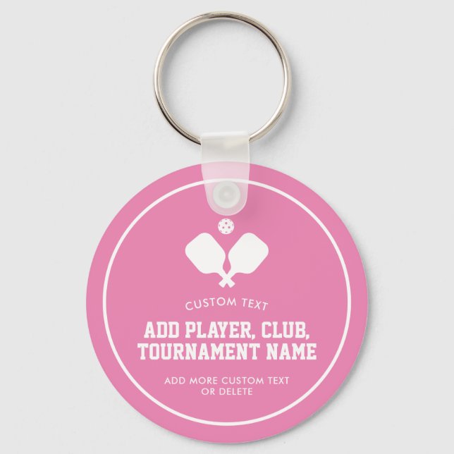 Porte-clés Pickleball Party Paddles Rose Blanc Personnalisé (Recto)