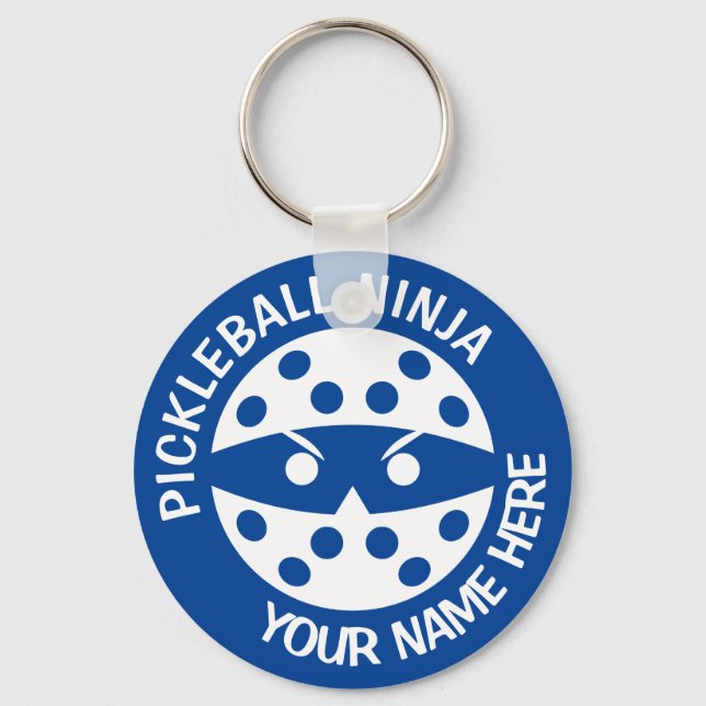 Porte-clés Pickleball personnalisé Ninja 2 bleu (Recto)