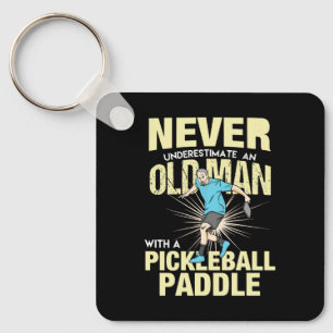 Porte-clés Pickleball - Vieil Homme Avec Une Raquette De Pick