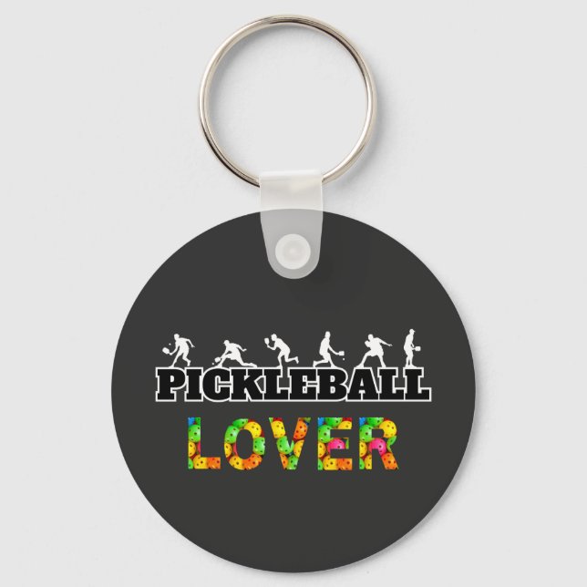 Porte-clés Pickleball Word Homme Silhouettes Lover Ball (Recto)