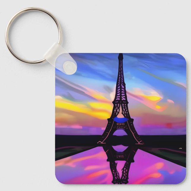 Porte-clés Picturesque Eiffel Tower In A Glowing Sunset (Recto)