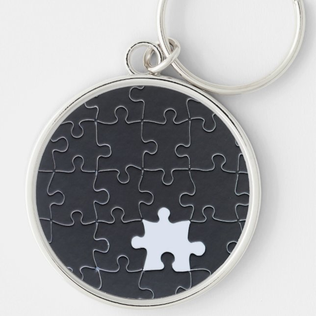 Porte-clés Pièce Jigsaw Puzzle manquante noir (Devant)