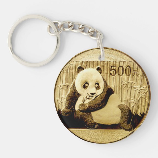 Porte-clés Pièce Panda or (Devant)