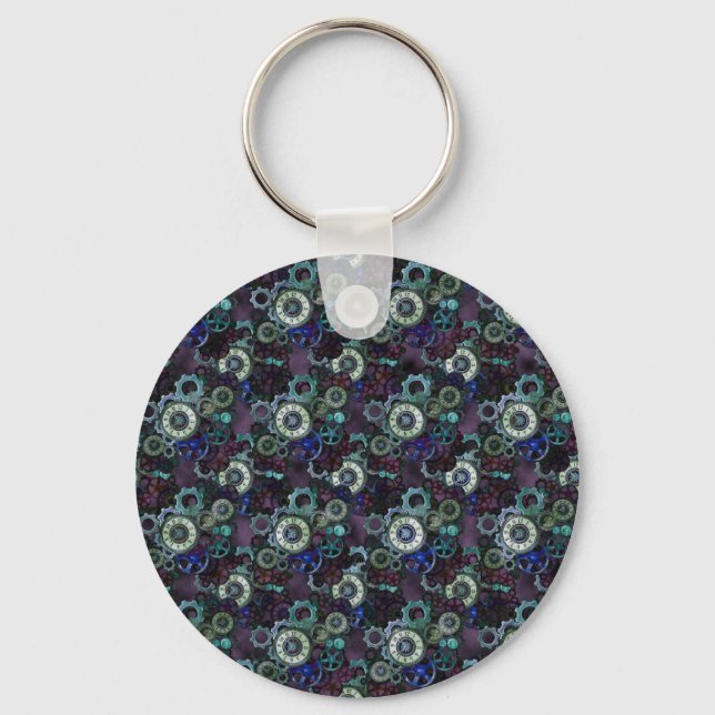 Porte-clés pièces de montre steampunk - imprimé violet par Le (Recto)