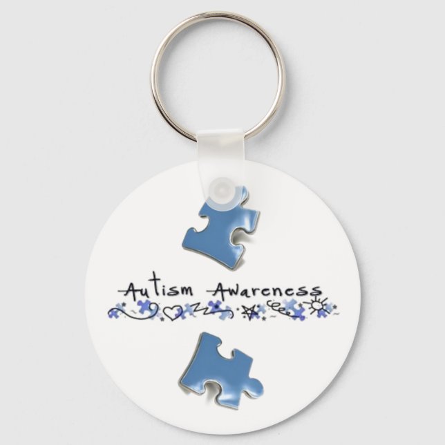 Porte-clés Pièces de puzzle bleu - Sensibilisation sur l'auti (Recto)