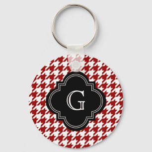 Porte-clés Pied de fond blanc rouge classique avec Monogramme