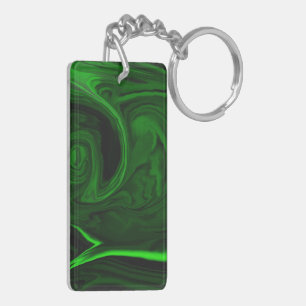 Porte-clés pierre de malachite verte à texture