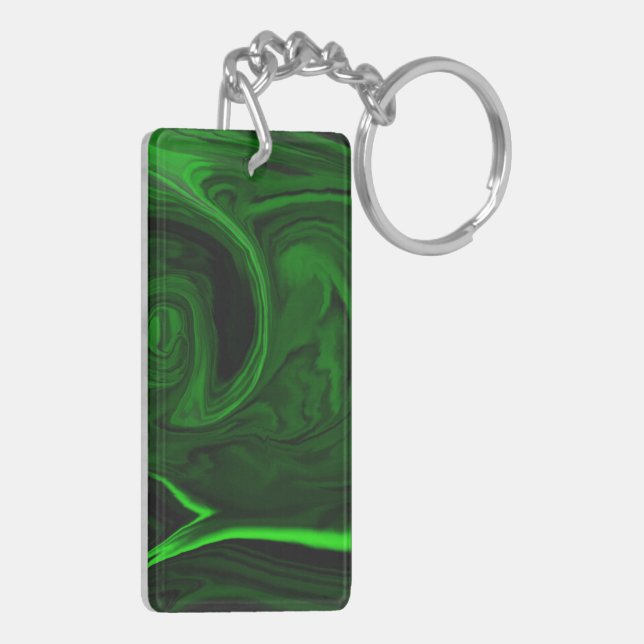 Porte-clés pierre de malachite verte à texture (Dos gauche)