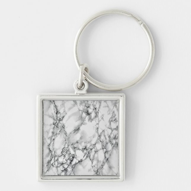 Porte-clés Pierre Marbre blanc branchée (Devant)