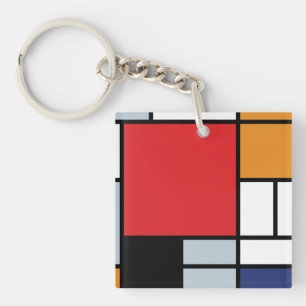 Porte-clés Piet Mondrian - Composition avec grand plan rouge