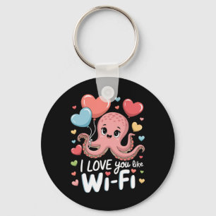 Porte-clés Pieuvre avec cœur Lloons Je t'aime comme le Wi-fi