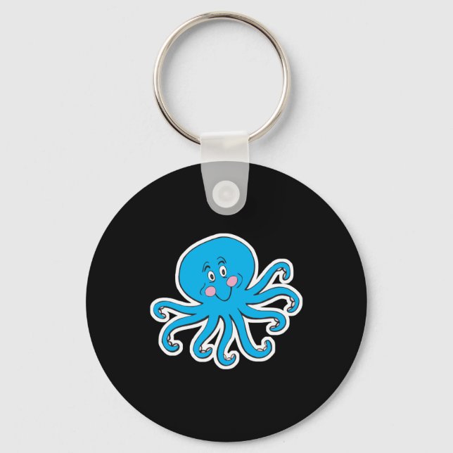 Porte-clés pieuvre bleue heureuse (Recto)