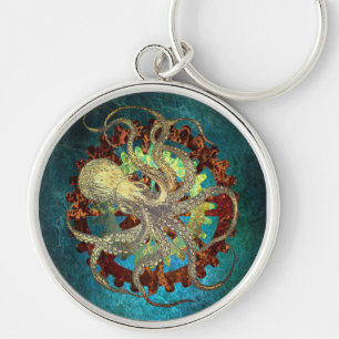 Porte-clés Pieuvre en vapeur et engrenages à horloge