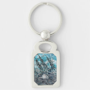 Porte-clés Pieuvre géante Mer Bleue Monstre Voilier