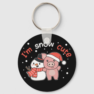 Porte-clés Pig Je suis Snow mignon Snowman Porte - clé de jeu