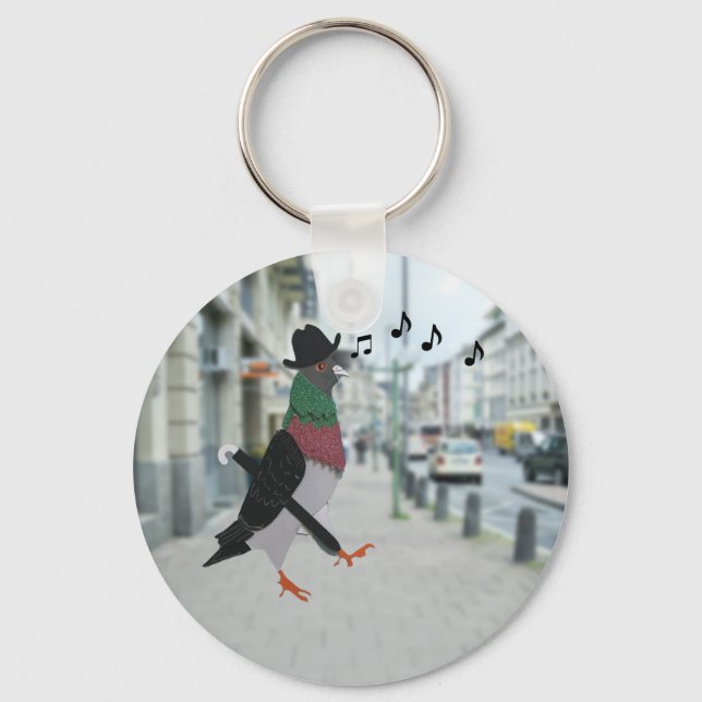 Porte-clés Pigeon Dans La Ville Drôle (Recto)