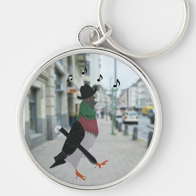 Porte-clés Pigeon en ville drôle modifiable  (Devant)