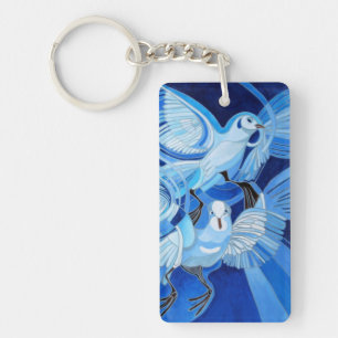 Porte-clés Pigeons de cordonnier en bleu de Cerulean