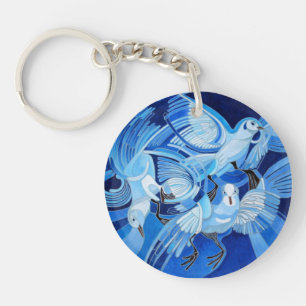 Porte-clés Pigeons de cordonnier en bleu de Cerulean