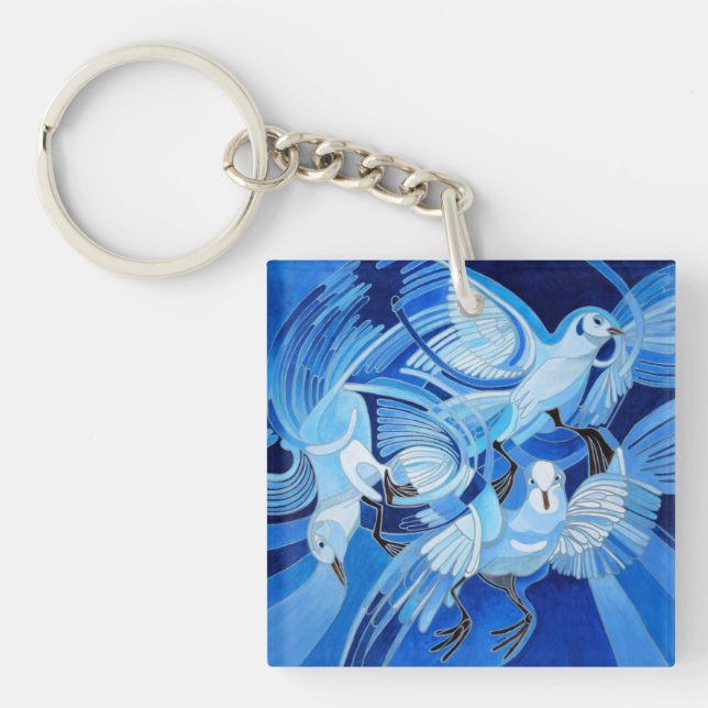 Porte-clés Pigeons de cordonnier en bleu de Cerulean (Devant)