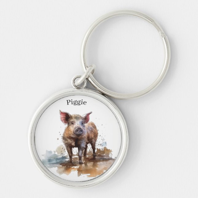 Porte-clés Piglet en jeu, personnalisation (Devant)