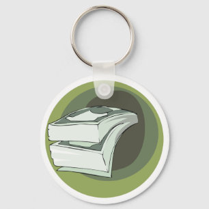 Porte-clés Pile d'argent en espèces dos verts