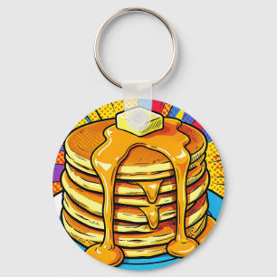 Porte-clés Pile de crêpes Pop Art au sirop