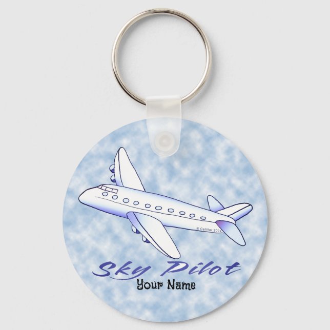 Porte-clés Pilote Céleste Avion Bleu (Recto)