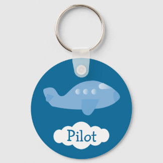 Porte-clés Pilote personnalisable du plan de dessin bleu