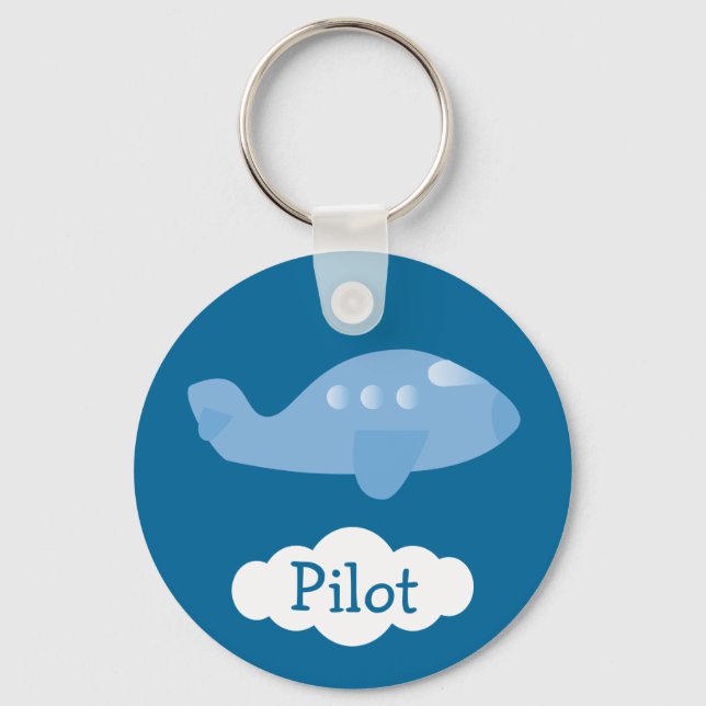 Porte-clés Pilote personnalisable du plan de dessin bleu (Recto)