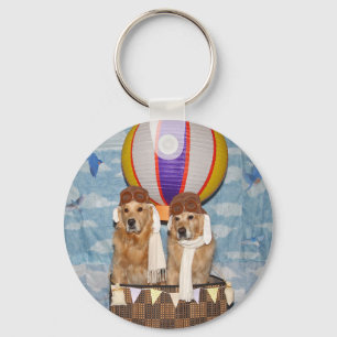 Porte-clés Pilotes chauds de ballon à air de golden retrieve