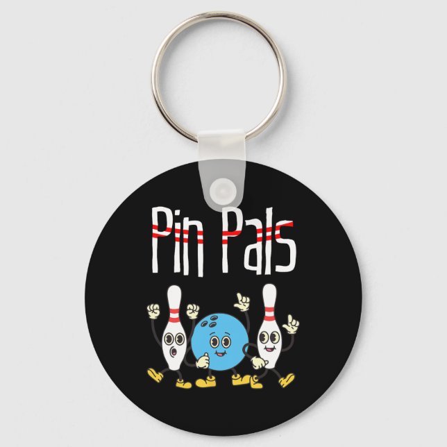 Porte-clés Pin Pals Bowling Ball Et Pins Danser Mème Kawaii (Recto)